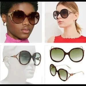 GUCCI OVERSIZED OVAL WITH STATEMENT ARMS WITH GUCCI’S LOGO SUNGLASSES Gucci GG Monogram Metal Oval Sunglasses | Neiman Marcus main image 3